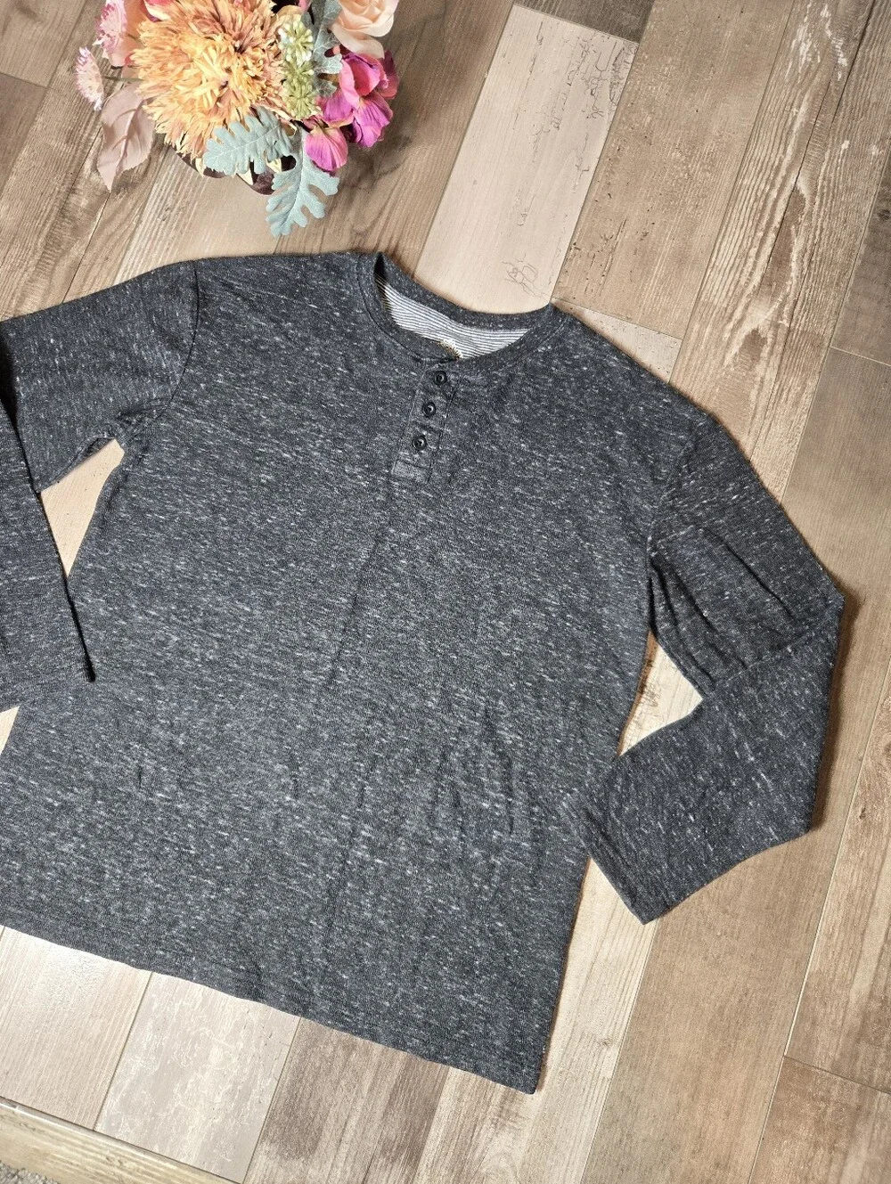 Thereabouts Boys Charcoal Henley Long Sleeve Shirt Size Large 14/16 Husky